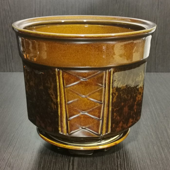 Керамический горшок с поддоном "Дельта №3", 1 сорт, коричневый. Котовская керамика.