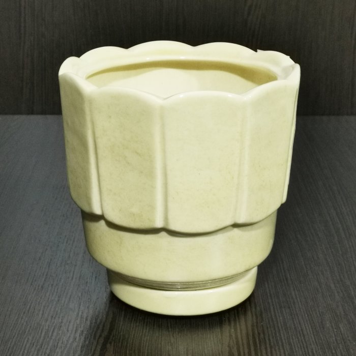 Керамический горшок с поддоном "Франт №3", 1 сорт,бежевый. Котовская керамика.