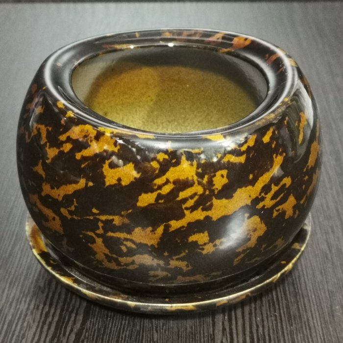 Керамический горшок с поддоном "Адель №3", 1 сорт, коричневый. Котовская керамика.