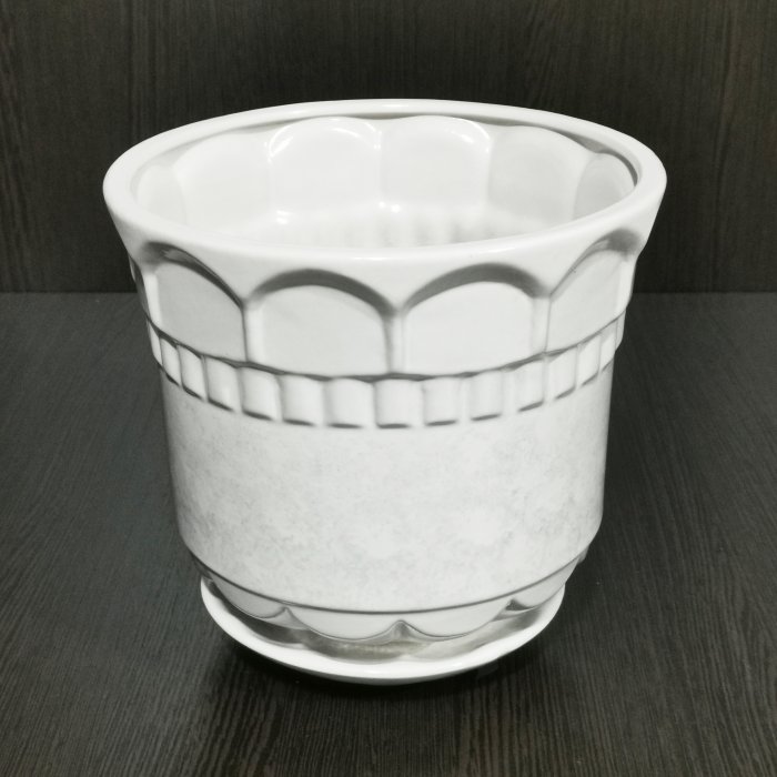Керамический горшок с поддоном "Фиеста №4", 1 сорт, белый. Котовская керамика.