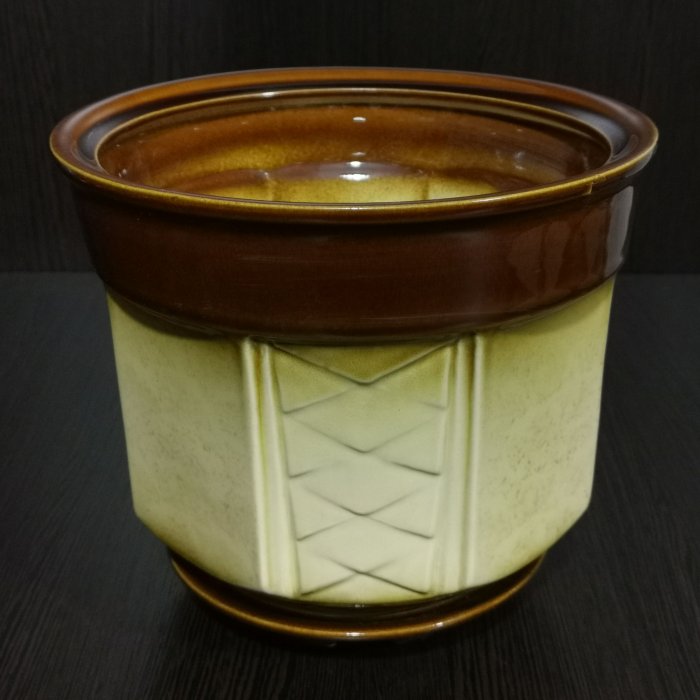 Керамический горшок с поддоном "Дельта №3", 1 сорт, бежево-коричневый. Котовская керамика.