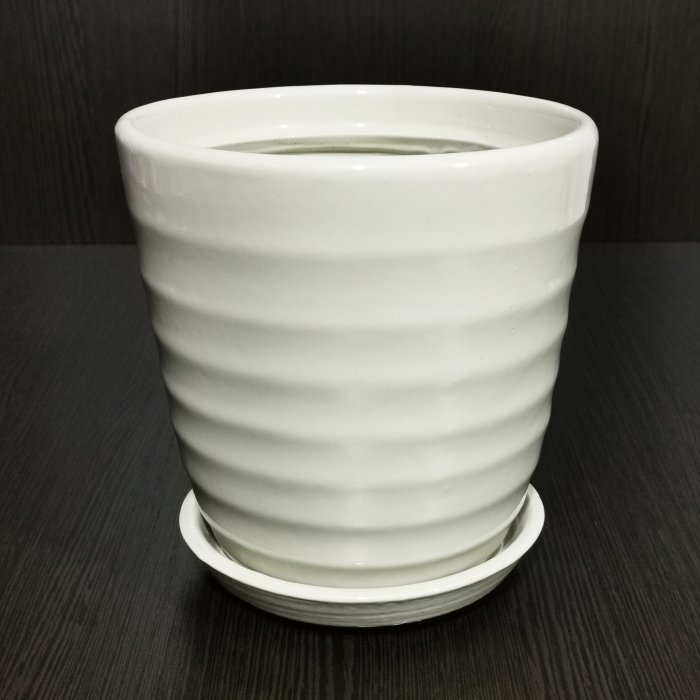 Керамический  горшок "Кольца белый" V-1,5 л. D-17 см. H-17,5 см. Арт.213 (ас). Сады Аурики.