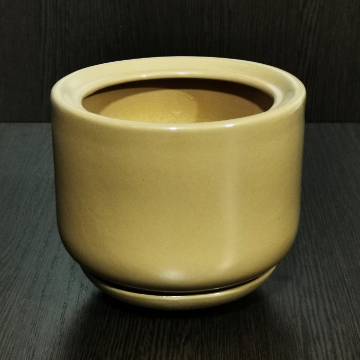 Керамический горшок с поддоном "Орфей №4", 1 сорт, кофейный. Котовская керамика.