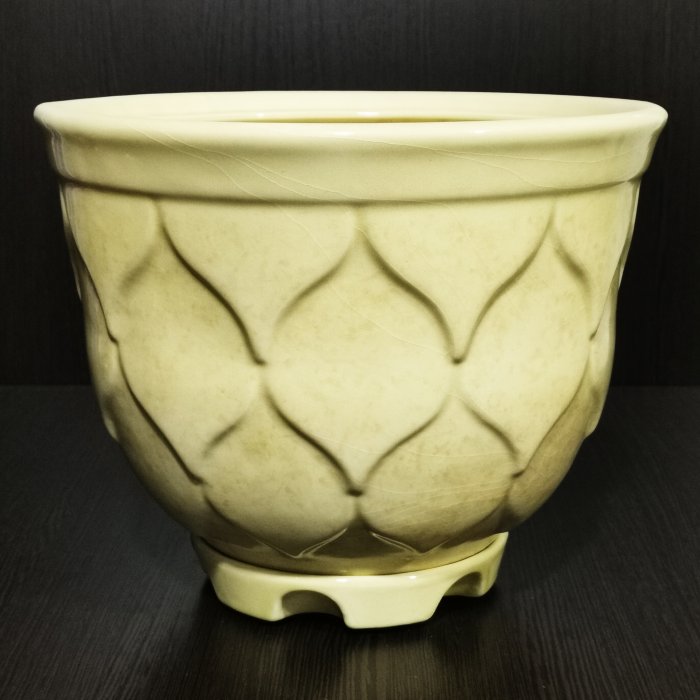 Керамический горшок с поддоном "Кумир №1", 1 сорт, бежевый. Котовская керамика.