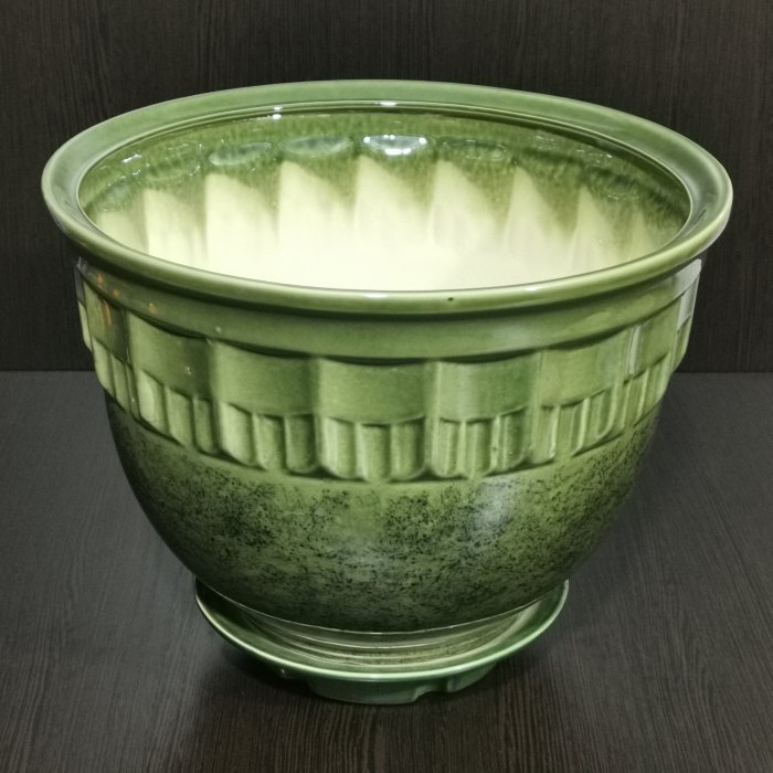 Керамический горшок с поддоном "Мечта №1", 1 сорт, зеленый. Котовская керамика.