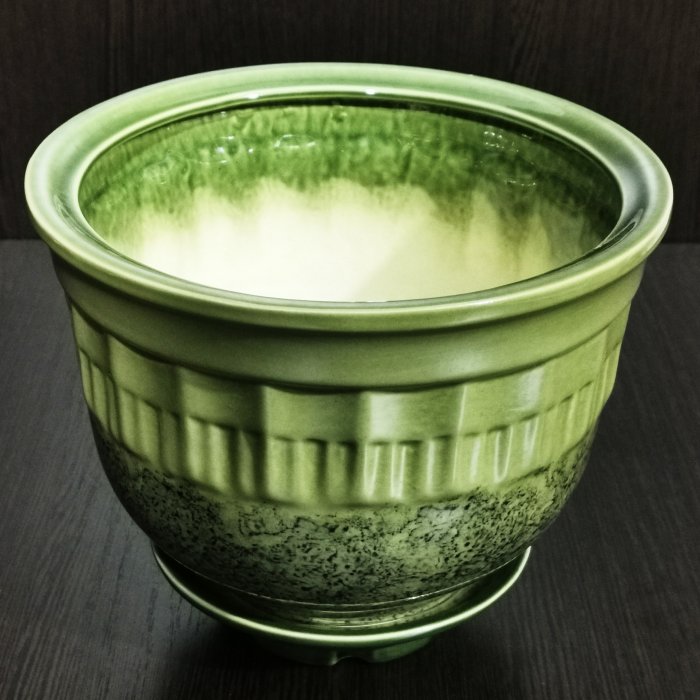 Керамический горшок с поддоном "Мечта №3", 1 сорт, зеленый. Котовская керамика.
