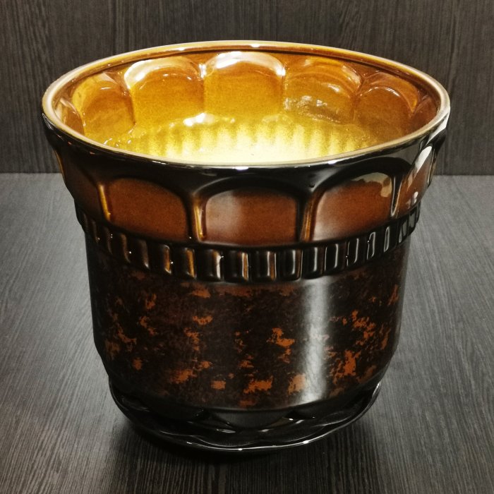 Керамический горшок с поддоном "Фиеста №3", 1 сорт, коричневый. Котовская керамика.
