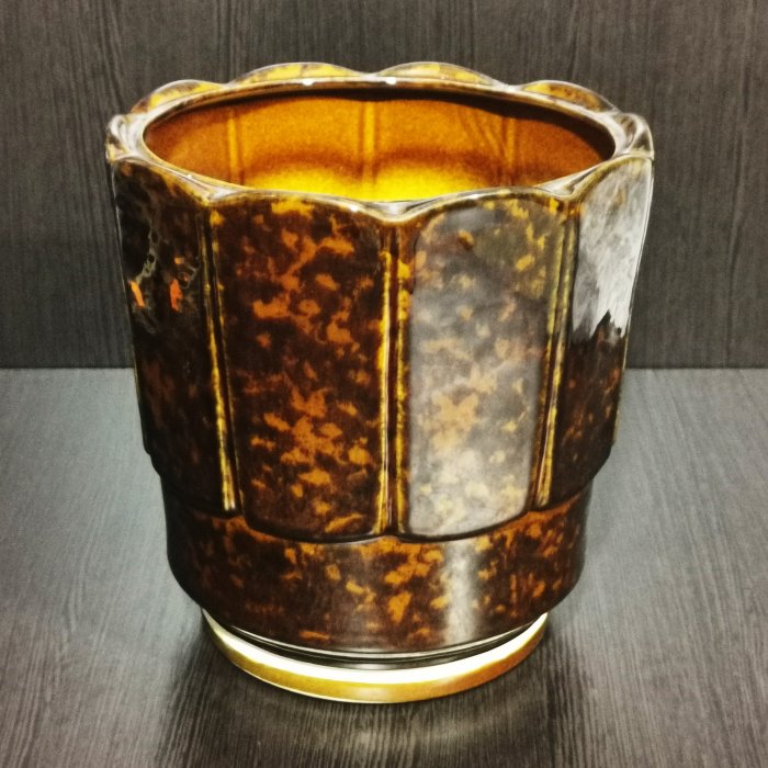 Керамический горшок с поддоном "Франт №1", 1 сорт, коричневый. Котовская керамика.