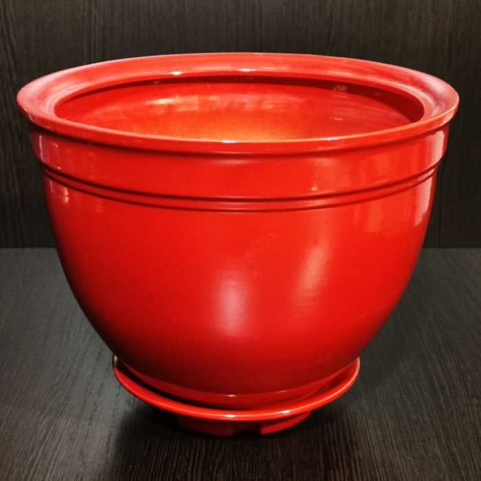 Керамический горшок с поддоном "Люкс №1", 1 сорт, красный. Котовская керамика.