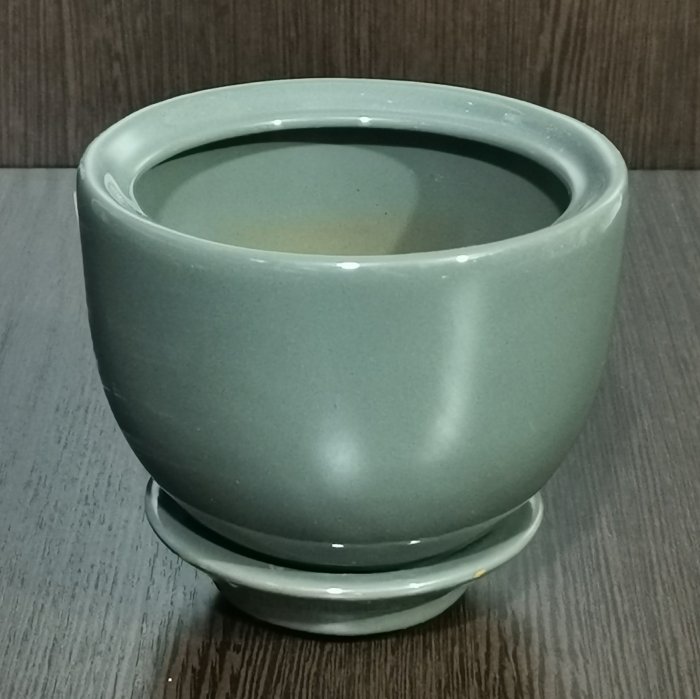Керамический горшок с поддоном "Палитра №4", 1 сорт, темно-серый. Котовская керамика.