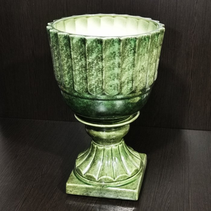 Керамический вазон "Престиж №2", 1 сорт, зеленый. Котовская керамика.