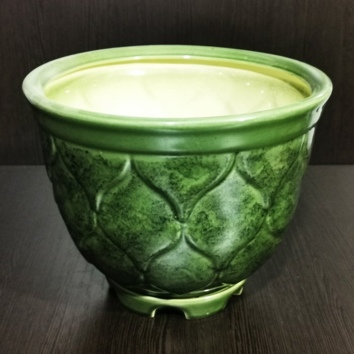 Керамический горшок с поддоном "Кумир №1", 1 сорт, зеленый. Котовская керамика.