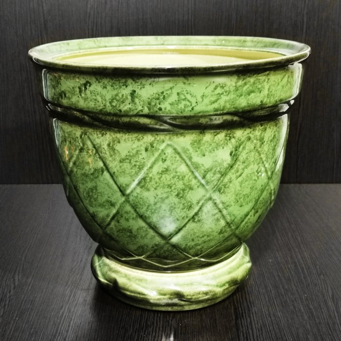 Керамический горшок с поддоном "Ромб №2", код 243885, 1 сорт, зеленый.