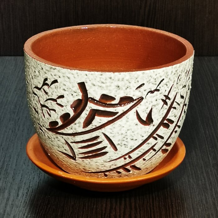 Керамический горшок "Япония текстурный №4", V-0,6 л. D-12 см. H-9,5 см. Котовская Майолика.