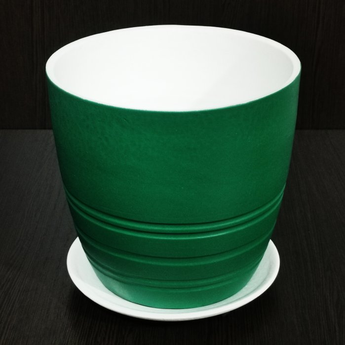 Керамический горшок "Престиж зеленый №1", V-4 л. D-19 см. H-19 см. Котовская Майолика.