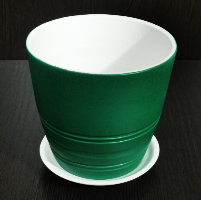 Керамический горшок "Престиж зеленый №2", V-3 л. D-17 см. H-17 см. Котовская Майолика.
