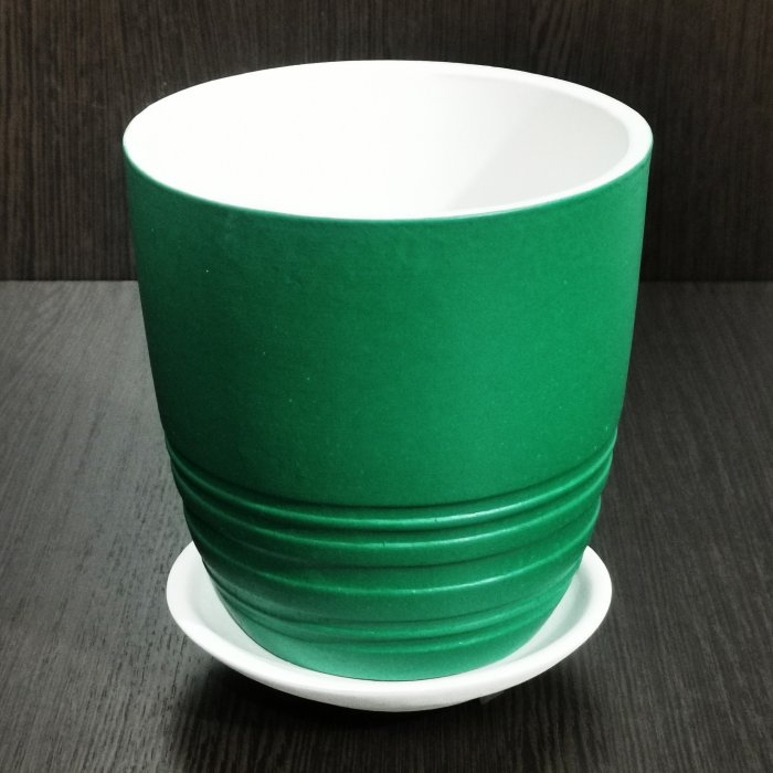 Керамический горшок "Престиж зеленый №3", V-2 л. D-14 см. H-14 см. Котовская Майолика.