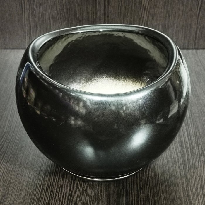 Керамический горшок с поддоном "Адель №2", 1 сорт, черный. Котовская керамика.