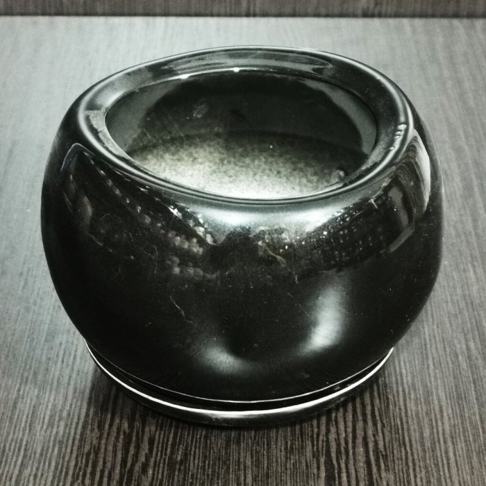 Керамический горшок с поддоном "Адель №3", 1 сорт, черный. Котовская керамика.