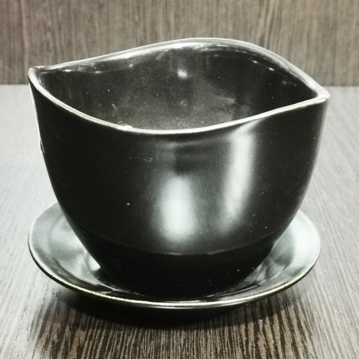 Керамический горшок с поддоном "Флокс", 1 сорт, черный. Котовская керамика.