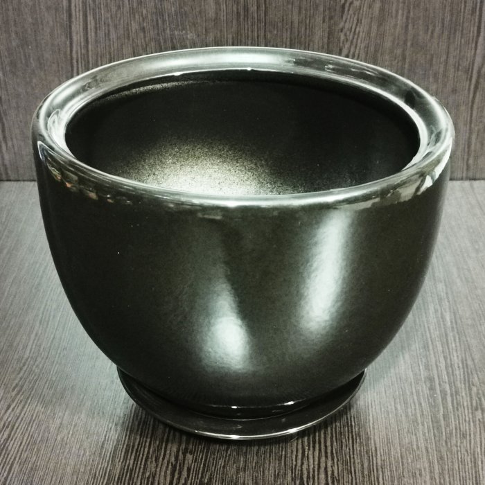 Керамический горшок с поддоном "Палитра №2", 1 сорт, черный. Котовская керамика.