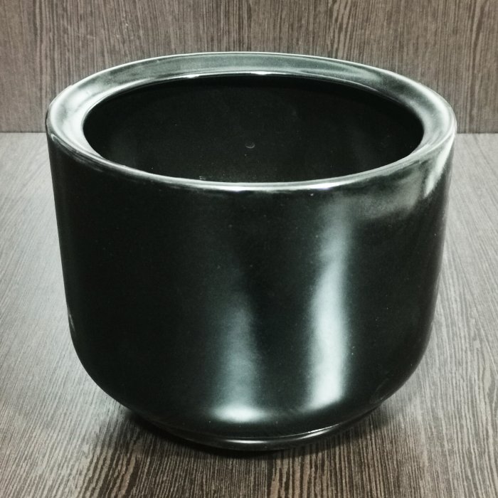 Керамический горшок с поддоном "Орфей №3", 1 сорт, черный. Котовская керамика.