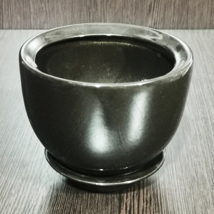 Керамический горшок с поддоном "Палитра №4", 1 сорт, черный. Котовская керамика.