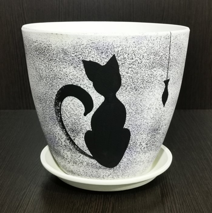Керамический горшок "Бутон кошка №4", V-5,4 л. D-21 см. H-21 см. Арт.РС81. Сады Аурики.