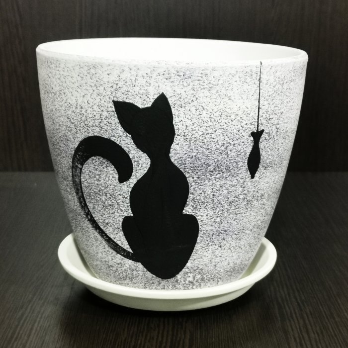 Керамический горшок "Бутон кошка №3", V-3,8 л. D-18 см. H-18 см. Арт.РС81. Сады Аурики.