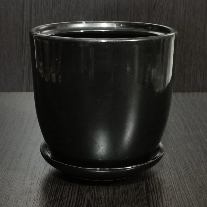 Керамический горшок с поддоном "Идеал №2", 1 сорт, черный.