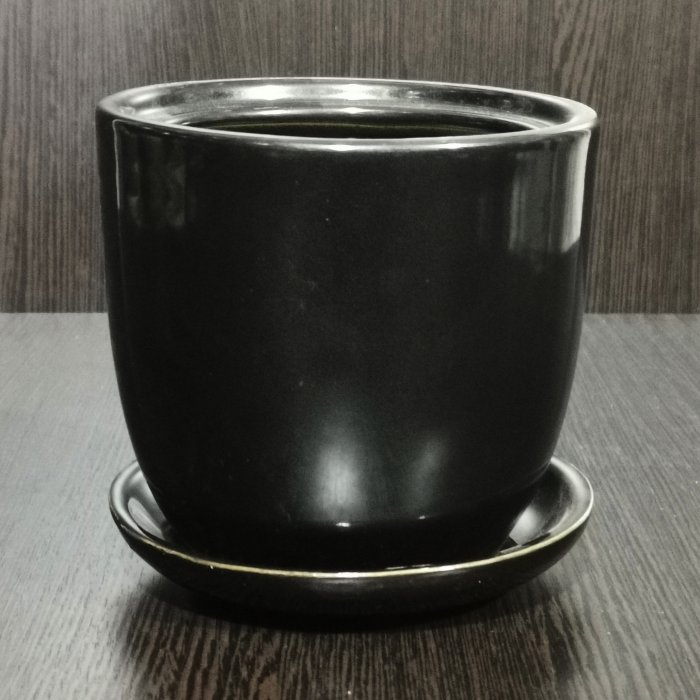 Керамический горшок с поддоном "Идеал №3", 1 сорт, черный.