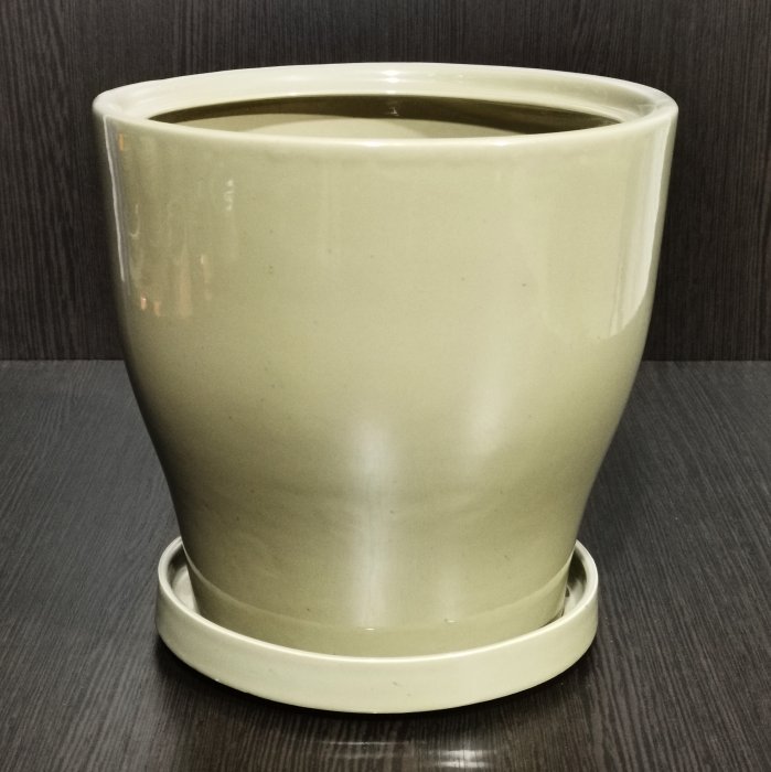 Керамический горшок с поддоном "Крокус №1", 1 сорт, латте. Котовская керамика.