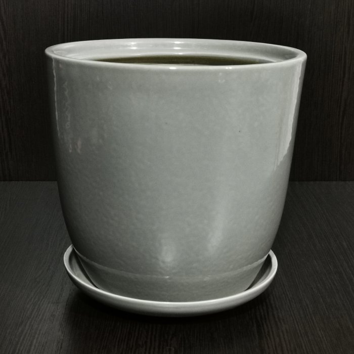 Керамический горшок с поддоном "Идеал №1", 1 сорт, светло-серый.