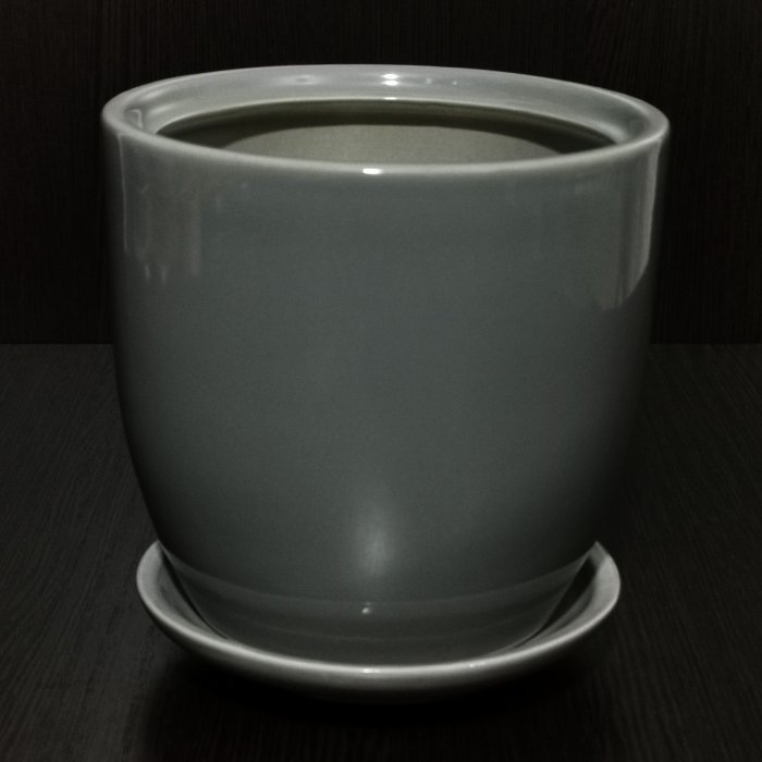 Керамический горшок с поддоном "Идеал №2", 1 сорт, светло-серый.