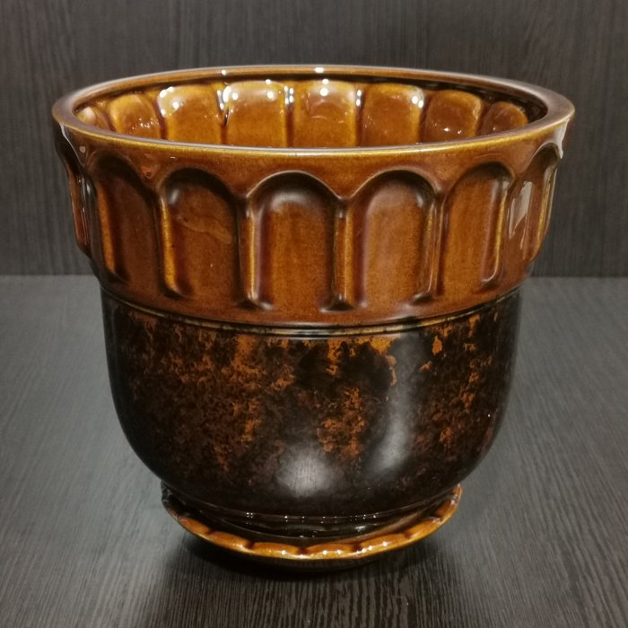 Керамический горшок с поддоном "Лето №3", 1 сорт, коричневый. Котовская керамика.