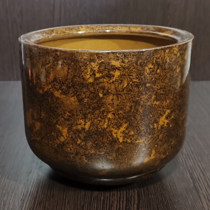 Керамический горшок с поддоном "Орфей №3", 1 сорт, коричневый. Котовская керамика.