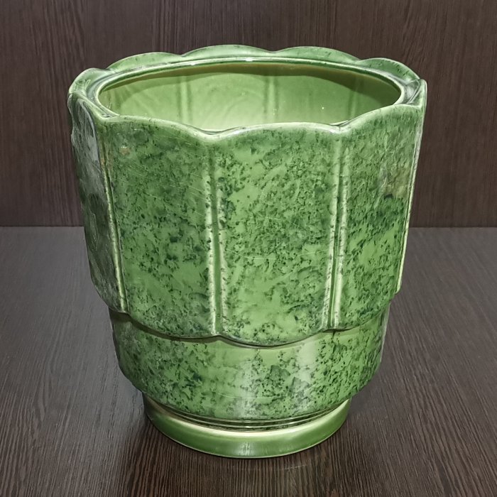 Керамический горшок с поддоном "Франт №2", 1 сорт, зеленый. Котовская керамика.