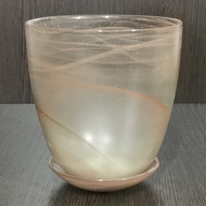 Горшок стеклянный для орхидей "Шифон №4", с поддоном, V-2 л. D-15 см. H-17 см., алеб. коричневый.