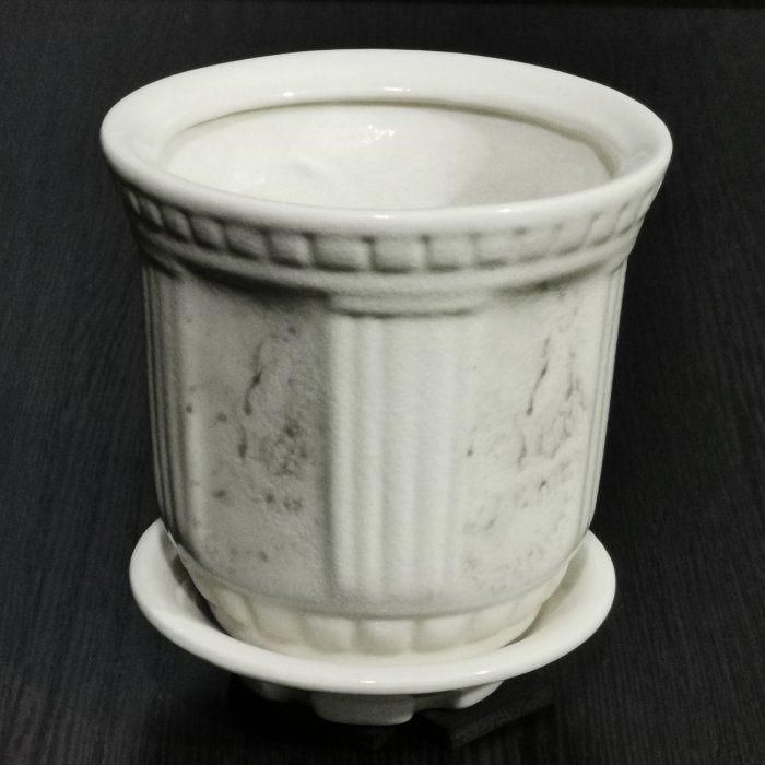 Керамический горшок с поддоном "Модерн №4", 1 сорт, белый.