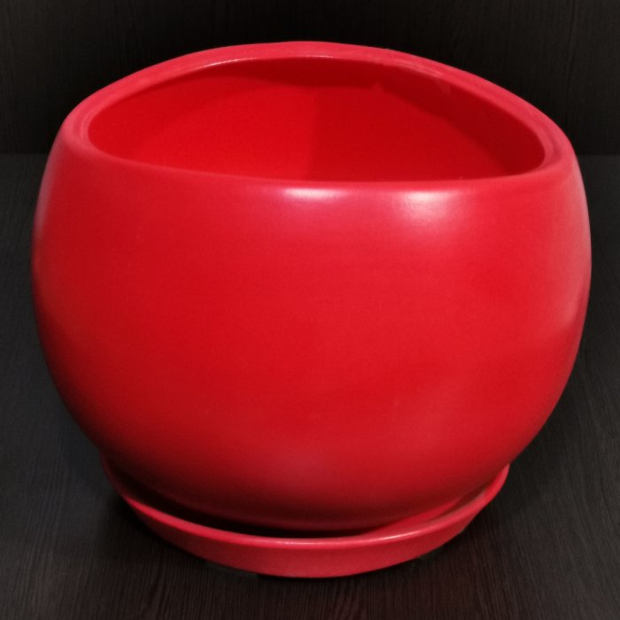 Керамический горшок с поддоном "Адель №1",1 сорт, красный.V-15л, H-25см D- 28см. Котовская керамика.