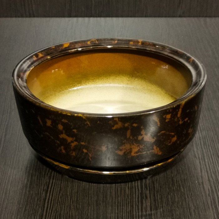 Керамический горшок с поддоном "Бонсай", 1 сорт, коричневый. Котовская керамика.