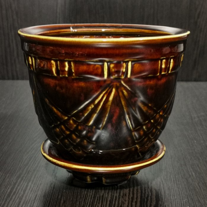 Керамический горшок с поддоном "Мирида №4", 1 сорт, коричневый.