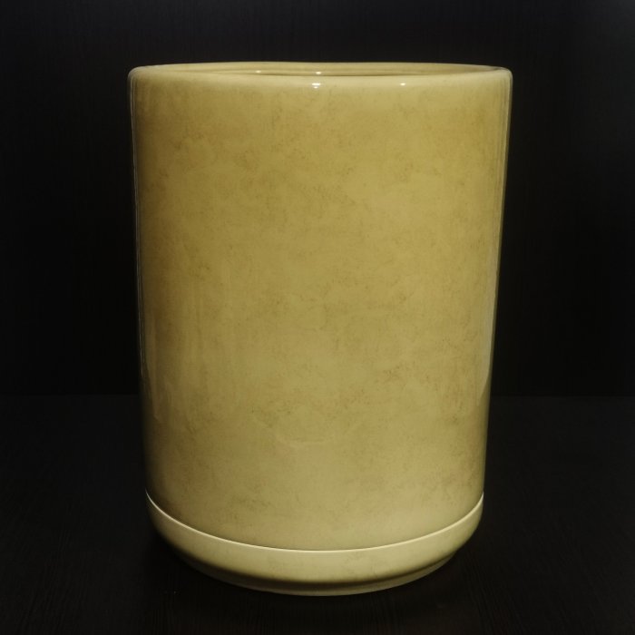 Керамический горшок с поддоном "Цилиндр средний", 1 сорт, бежевый. Котовская керамика