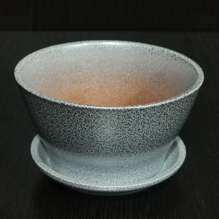 Керамический горшок "Беллита бело-серый №1" V-0,45 л. D-12 см. H-7 см. Арт.ГЛ908/1. Сады Аурики.