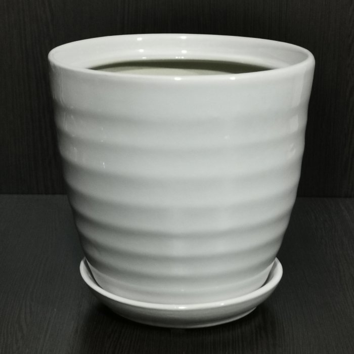 Керамический горшок "Кольца белый" V-2 л. D-19 см. H-18 см. Арт.210(ас). АСФА.