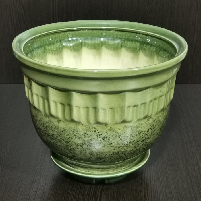 Керамический горшок с поддоном "Мечта №2", 1 сорт, зеленый. Котовская керамика.