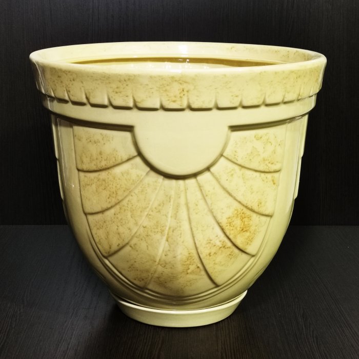 Керамический горшок с поддоном "Бастон малый", 1 сорт, бежевый. Котовская керамика.