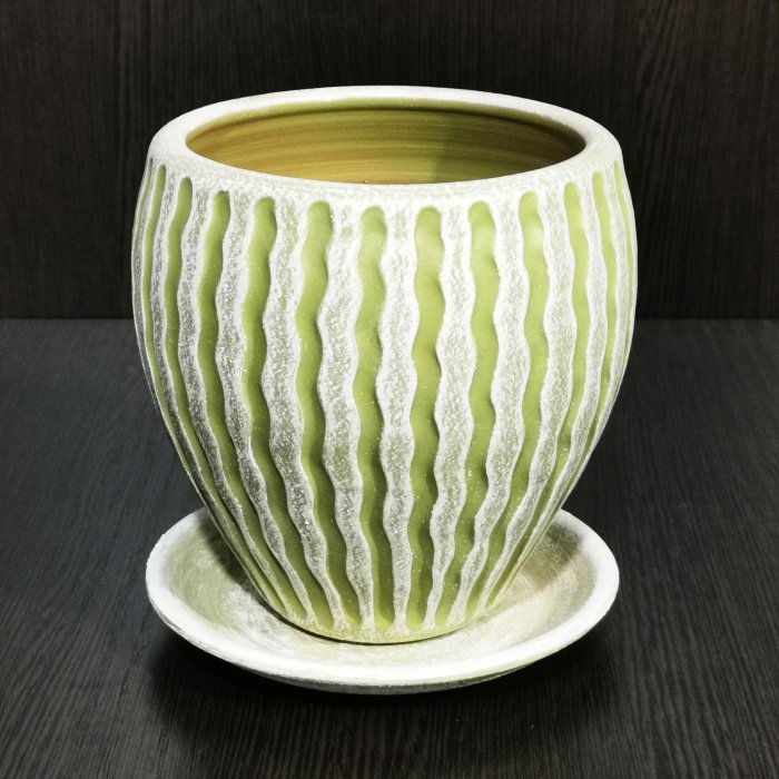 Керамический горшок "Мане конус оливка" V-1,5 л. D-15 см. H-14,5 см. Арт.46-124. Сады Аурики