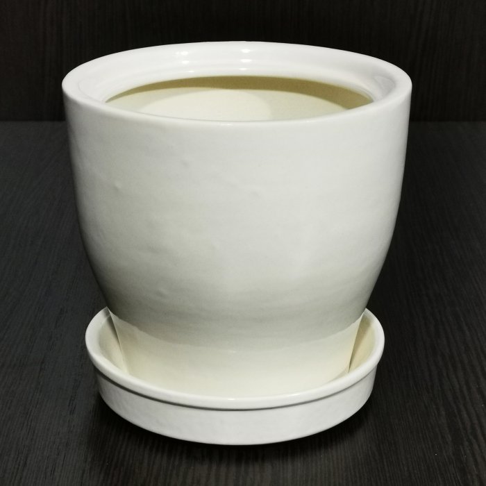 Керамический горшок "Крокус №3", 1 сорт, белый глянец. Котовская керамика.